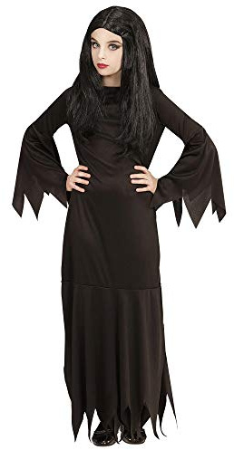 W WIDMANN MILANO Party Fashion - Kinderkostüm Mortisia | Bodenlanges schwarzes Kleid für Hexenkostüme, Gothic Outfits, Halloween, Karneval