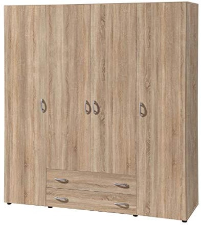 AVANTI TRENDSTORE - Balu 2,3 e 4, Armadio ad Ante a Battente, Disponibile in 2 Diversi Colori e 3 Diverse larghezze (Marrone, 4 Ante)