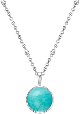 Glanzstücke Damen-Halskette 925/- Sterling Silber mit Edelstein-Anhänger Amazonit grün - Edelsteinkette für Frauen Heilsteine Amazonite