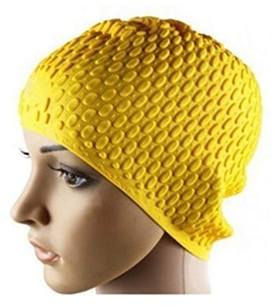 Ulalaza Water Drop Swim Cap Non-Slip Particle Swimming Cap Waterproof Silicone Hat for Long Curly Hair