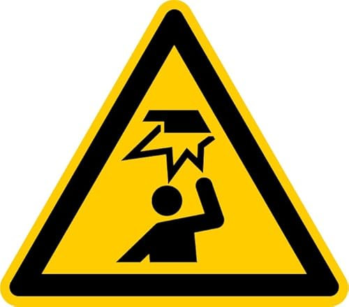 Aufkleber Warnzeichen „Warnung vor Hindernissen im Kopfbereich“ Folie nach ISO 7010 W020 | SL 5-30 cm Made in Germany, Größen Name: Ø20 cm