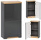 Lomadox Badezimmer Hängeschrank Hochglanz grau mit Wotaneiche, B/H/T: 35/70/20cm