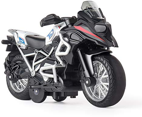 Diecast Motorcycle Toy with Sound and Light, Gift for Kid and Adult (White)