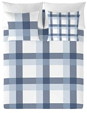 Popcorn Bettwäsche-Set, schottisches Design, Blau