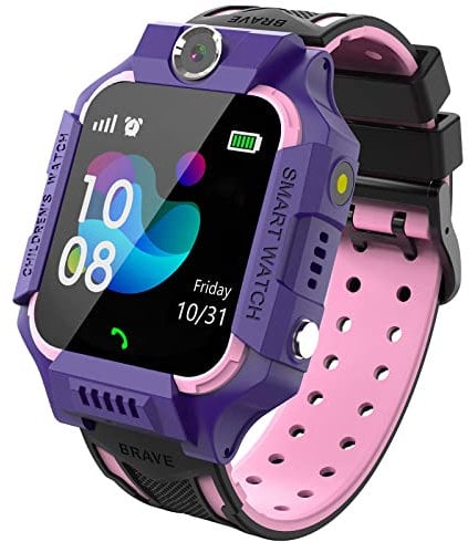 PTHTECHUS Kinder Spiel Smartwatch Telefon, Kind Armbanduhr Touchscreen Uhr mit Anruf Taschenrechner Taschenlampe Schrittzähler SOS Wecker Kamera, Geschenk für Jungen Mädchen Studenten (Rosa)