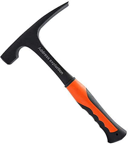 Martillo Geológico Profesional, Martillo de Exploración Pico de Roca de Cabeza Plana de Acero Con Alto Contenido de Carbono de Una Sola Pieza, para Exploración Mineral de Geología Al Aire Libre