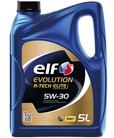 ELF Evolution R-Tech Elite 5W30 Engine Oil ACEA C2/3 - RENAULT Engine Oil Low SAPS Fuel Economy Formula Synthetic High Performance Motor Oil Lubricant - 5L