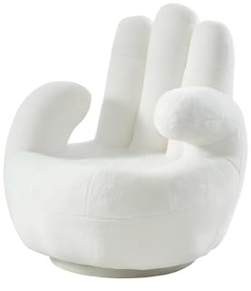 Vente-unique Fingersessel drehbar - Kunstpelz - Weiß - Catchy | Drehfunktion für mehr Flexibilität | Originelles Design | Drehbar