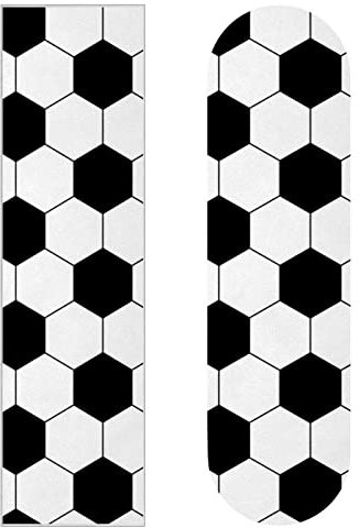 Soccer Skateboard-Griptape / Schleifpapier / Longboard-Aufkleber, für Roller, Deck, Sandpapier, Schwarz / Weiß, 2 Stück
