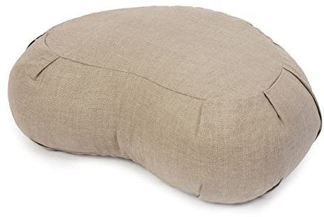 Yoga Studio Cuscino in lino 100% lino con grano saraceno biologico EU Zafu Mezzaluna 42 x 30 x 18 cm