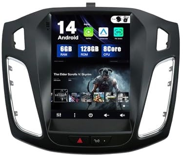 SXAUTO - 6G+128G - Android 12 IPS Car Stereo For Ford Focus (2010-2014) - Wireless CarPlay/Android Auto/DSP - LED Camera + MIC - 9 Inch 2 Din - DAB Steering Wheel 4G WiFi Fast-boot 360-Camera AHD BT
