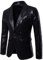 Mugoebu Herren Slim Fit Sakko Blazer Anzugjacke Freizeit EIN-Knopf Pailletten Glitter Anzug Jacke Karneval Kostüm für Hochzeit Party Festlich (Black, XXL)