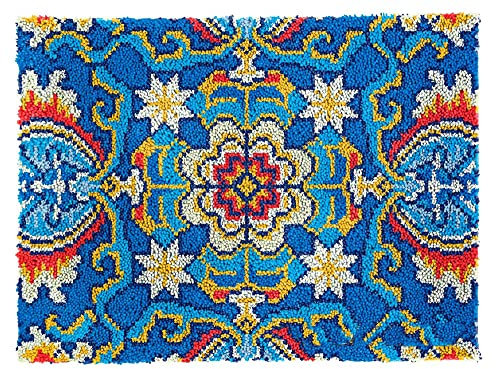 Knüpfhaken-Teppich-Set, DIY-Knüpfhaken klassisches Teppichherstellungs-Set für Erwachsene Kinder Kreuzstich-Set Teppichherstellung Kissen Handarbeit für Anfänger Heimdekoration klassisch 60 × 42 cm