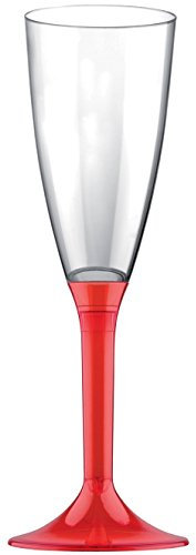 Santex Flûte à Champagne, Verre, 20 pièces, Rouge, Jetable, Mariage, Cylindrique, Adulte, Maison, Uni