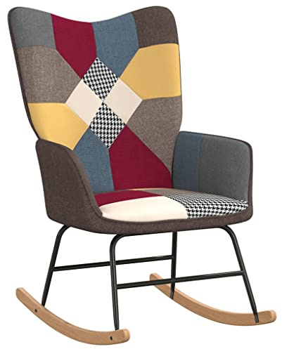 vidaXL Sedia a Dondolo in Tessuto Patchwork