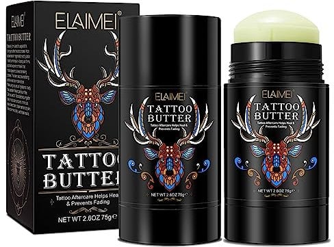 Tattoo Creme Tattoo Butter, Tattoo Aftercare Balm Creme für Feuchtigkeit Alt Neu Tattoo, Frisches Tattoo Farben, tattoo-nachsorge Butter, Natural Vegan Tattoopflege Creme Balm - 2.6oz (2PCS)