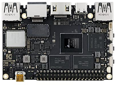 Khadas Ordenador de una Placa VIM4 Active Cooling Kit con NPU Amlogic A311D2 4K UI Soporta Entrada HDMI 4 Pantallas Independientes LAN WiFi 6 8GB LPDDR4X RAM GPU 32 bits STM32G031K6 MCU
