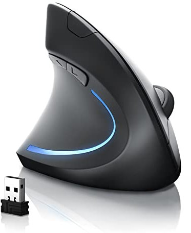 CSL - Mouse Wireless per Mancini - Mouse Verticale Bluetooth e modalitá Radio 2,4 GHz - Verticale ergonomico - prevenzione per Il Braccio da Mouse e Tunnel Carpale - per PC Laptop Notebook