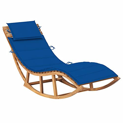 CIADAZ Schaukelliege mit Auflage, Liegestuhl Balkon, Gartenliege, Sonnenliege, Deckchair, Saunaliege, Liegesessel, Sonnenstuhl, Massivholz Teak -at