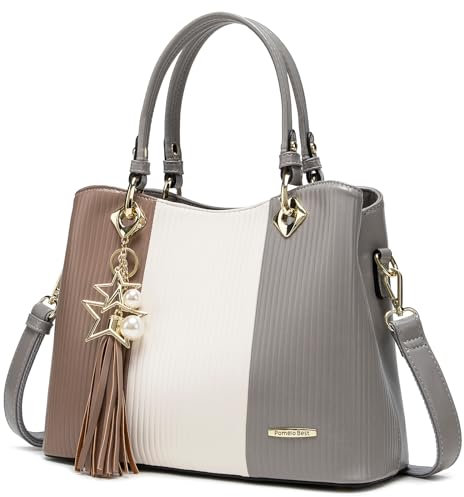 Pomelo Best Damen Handtasche mehrfarbig gestreift Umhängetasche in schöner Farbkombination mit mehreren Innentaschen