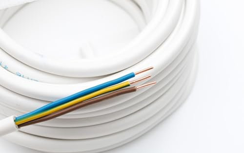 Elpar NYM-J - Cavo di alimentazione ad alte prestazioni, 3 x 1,5 mm², bianco, robusto, flessibile, testato di sicurezza, risparmio energetico, durevole (15 m) per elettrodomestici e installazioni