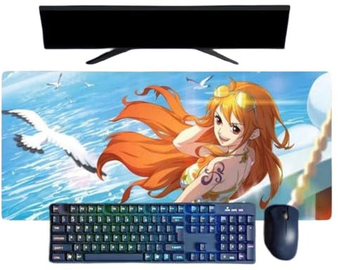 ButkUs One Piece NaMi Anime Tapis de Souris Grand Format, 800x300x3mm, Tapis de Souris XXL imperméable en Caoutchouc antidérapant Surface Texturée