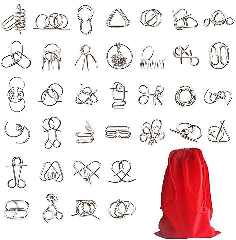 Casse-tête métallique Wire Set de 36, Jeux Casse Tête Metal, IQ Test Casse-tête Métal IQ Jigsaw Puzzle Jouet pour Adultes Enfants - Anniversaires, Mariages, Cadeaux Invités, Cadeau de Noël