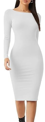 P&R DANCEWEAR LTD Women's Long Sleeve Bodycon Dress – Stylish Round Neck Dress for Summer, Casual, Evening, Party & Everyday Wear