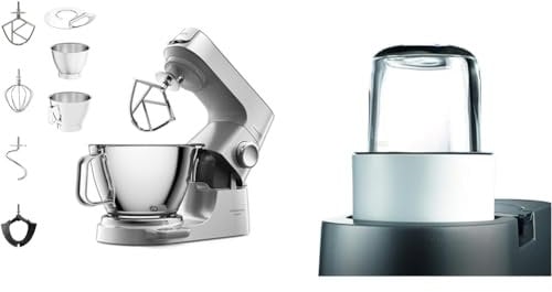 Kenwood Titanium Chef Baker KVC85.004SI Küchenmaschine mit integrierter Waage & Kräuter- und Gewürzmühle AT320, Zubehör für Kenwood Küchenmaschinen