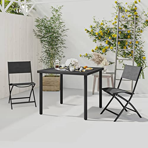 SECOLI Sitzgruppe Garten Alu Essgruppe 2 Personen Gartenmöbel Set mit 2 Gartenstuhl Gartenmöbel Essgruppe Gartengarnitur Alu Sitzgarnitur Balkonmöbel Set Balkongarnitur 3-TLG-Type 2