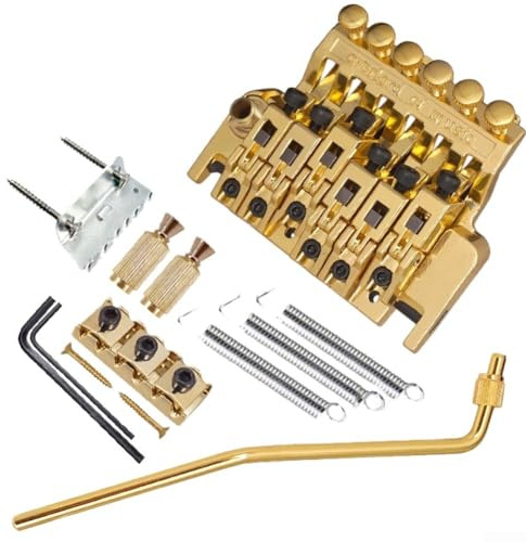 Floyd Rose - Ponte tremolo per chitarra, in lega di zinco, con sistema di doppia chiusura, kit per chitarre elettriche (oro)