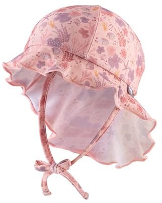 Sterntaler Sonnenhut Corale - Mädchen Bademütze - UV-Schutz 50+ Sommermütze für Strand und Schwimmbad - mit Nackenschutz und Bindebändern - Baby Kinder Kopfbedeckung - Bademode - zartrosa, Größe 55