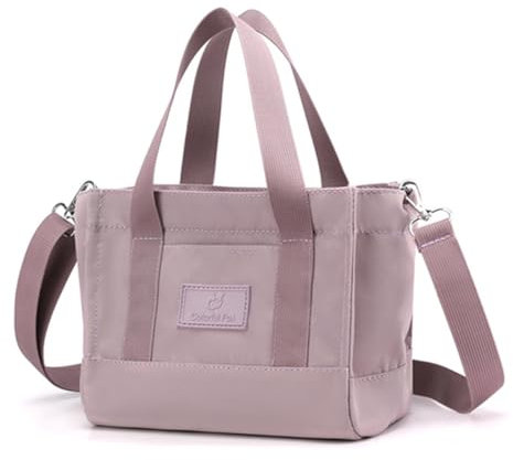 SamHeng Damen Handtasche Elegant Nylon Umhängetasche Klein Satchel Tasche mit Reißverschluss Casual Schultertasche Tote Bag Shopper für Alltag Schule Einkaufen Arbeit Reisen (Violett)