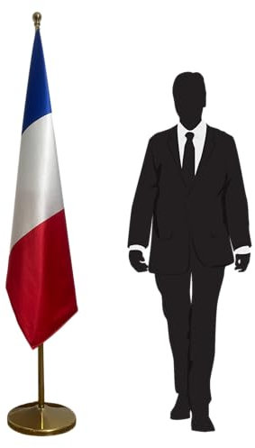 Bandiera francese con base e asta. Bandiera francese per ufficio. Base 3kg. Bandiera in raso. Qualità PREMIUM ! Codice CN7-FR