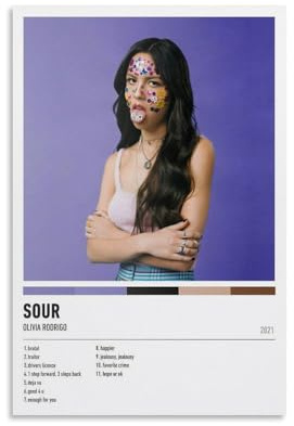 ZFHK Olivia Rodrigo - Póster de música minimalista para pared, pintura decorativa para dormitorio, pósteres de 30 x 45 cm, estilo sin marco