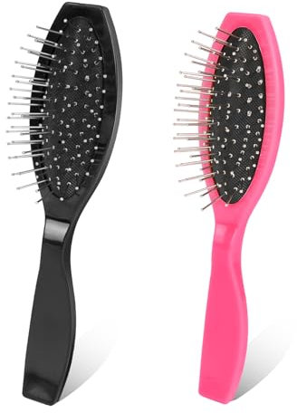 Extensions Bürste, 2 Stück tragbare professionelle Edelstahl Perückenbürsten, Kunsthaarbürste für Frauen und Männer, Metall-Perückenkämme für Haarverlängerungen, zum Entwirren von Perücken