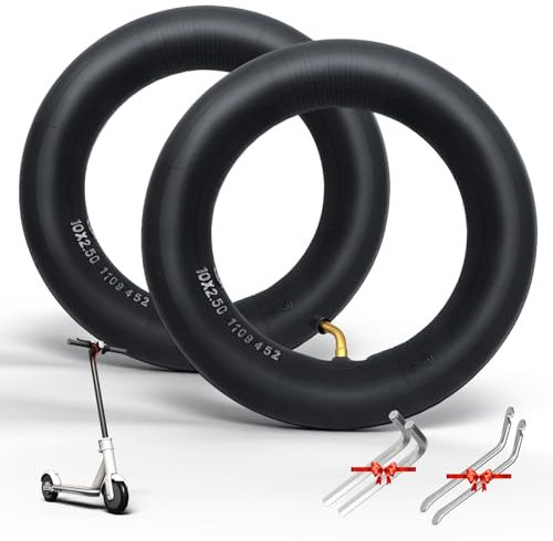 OUXI E-Scooter Reifen 10x2,50 Ersatzschlauch+Reifen 10 Zoll E Scooter Verdickter Schlauch60/70-6.5 Ersatzschlauch für Nine-bot MAX G30 G30P G30LP/Kugoo M4 M4Pro/Soflow So4 Pro1 (2 Inneres)