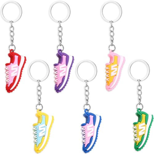 WXNPA 6 Pièces Porte Clés de Sport Sneaker, Porte-Clés Sneaker, Porte-clés Chaussures de sport Sneaker Shoe Pendentif en métal argenté Charm