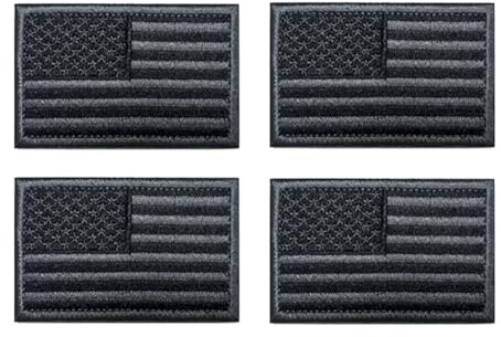 4 Stück American USA Flagge Patch Amerika Abzeichen Taktische Stickerei Aufnähen Iron on Sew on Patch Emblem Applikationen Jacken,Hosen,Biker,Uniformen,Hemden,DIY-Zubehör,Rucksack,Mützen,Jeans(Grey)