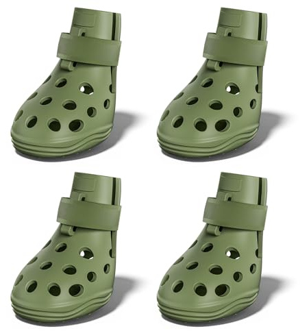 Dog Shoes for Hot Pavement, Breathable Dog Boots Paw Protectors with Adjustable Straps & Non-Slip Sole, Easy On & Off, Waterproof, Easy-Cleaning (Green, M)