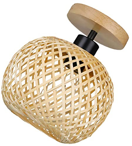 LIFKOME Plafonnier Bambou Tissé Main Rétro Et Rustique Luminaire De Plafond Pour Chambre Couloir Salon Salle à Manger Hôtel