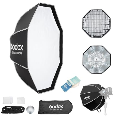 GODOX UL-BOX Octa-90 Ottagonale Softbox, 90cm Ombrello Soft Box con Griglia | Montaggio e Smontaggio Rapido, Pieghevole, Bowens Mount per Studio Light SL60W SL100D SL100Bi SK400III-V MS300-V DP400III-V