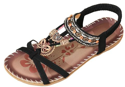 Uwdiohq Sandales Plates À Fleurs Pour Femmes, Grande Taille, Bout Ouvert, La Plage Et L'Extérieur Taille 9 Orthopédique Mules Femme De Randonnée Chaussures Été Marche Chaussure Infirmiere