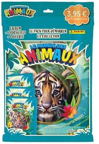 Panini Le Monde des Animaux Album + 3 Pochettes