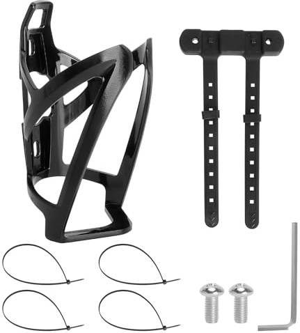 Soporte para botellas de bicicleta, accesorios para bicicleta, incluye correas para tubos con diámetro de hasta 22-55 mm, para bicicleta de montaña y bicicleta de carretera, color negro
