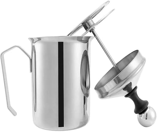 Aevorine 500 ml Montalatte,schiumalatte in acciaio inox doppia rete manuale Latte Creamer Schiuma di latte