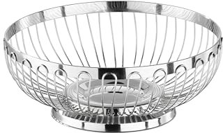 APS 30220 Hochglanzpolierter Edelstahl Korb für Brot oder Obst, Ø 20.5 x 8.5 cm