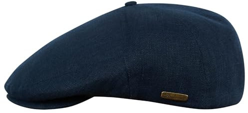 Sterkowski Modell Swede | 100% Naturleinen Schiebermütze für Herren und Frauen | Cabrio Shirm Cabriolet Sommerkappe Ungefütterte Atmungsaktive Ivy Vintage Gatsby Elegantee Marineblau 56