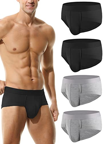 HOEREV Pack di 4 Slip da Uomo in Fibra Modal Super Morbida Biancheria Intima