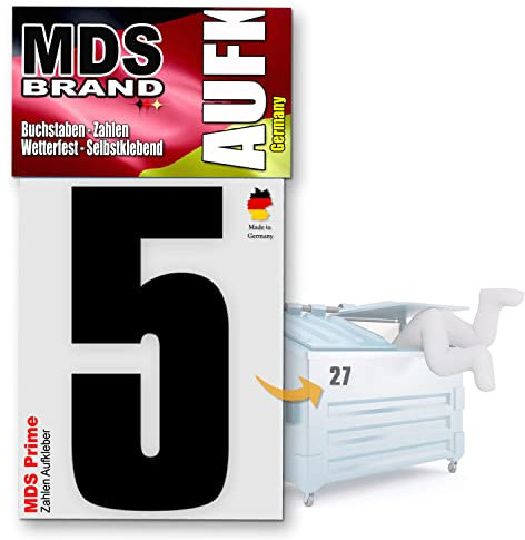 MDS Brand Prime 15cm Zahlen Aufkleber Klebezahlen Selbstklebend Hausnummer Aufkleber Schwarz (5)
